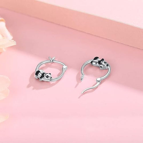 Hypoallergenic Panda/Unicorn/Hummingbird/Dolphin Hoop Earrings for Women 925 Sterling Silver Animal Huggie Hoop Earrings Jewelry Gifts for Sensitive Ears