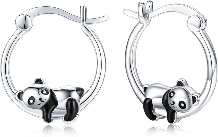 Hypoallergenic Panda/Unicorn/Hummingbird/Dolphin Hoop Earrings for Women 925 Sterling Silver Animal Huggie Hoop Earrings Jewelry Gifts for Sensitive Ears